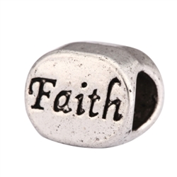 5 x Faith Charms Beads Antique Silver Tone European Charm Beads  #MEC-44